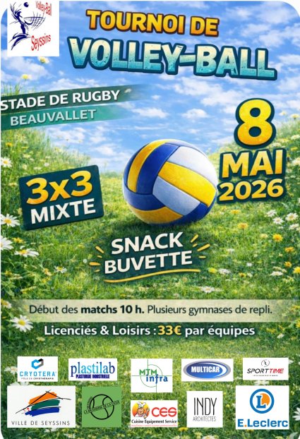TOURNOI 3x3 MIXTE DE SEYSSINS - VENDREDI 08 MAI 2026 - Venez nombreux !